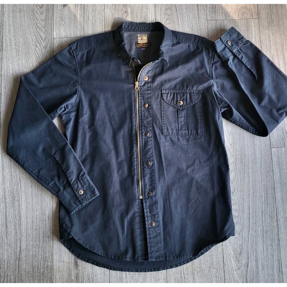 PRPS Goods & Co Mens L Hybrid Full Zip Button Down Shirt Jacket Shacket Black